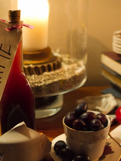 a cake with fruit on top of a table