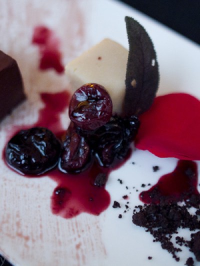 a piece of cake and ice cream on a plate