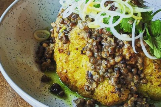 a plate of food with broccoli