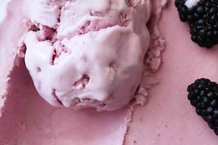 ice cream with blackberries
