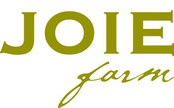 Logo text reads 'Joie farm' in green, with 'Joie' in bold and 'farm' in script.
